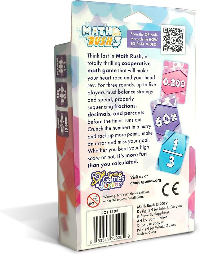 Math Rush 3: Fractions, Decimals & Percentages - A Cooperative Time-Based Math Flash Card Game for Kids, Students, and Families | Fun & Engaging STEM Game for Math Class or Family Game Night