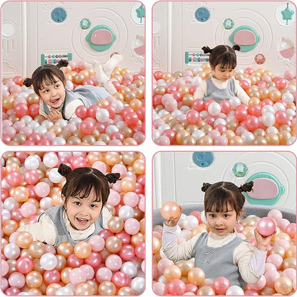 Ball Pit Balls Pack of 100 200 500 - Star and Round Set BPA Free Phthalate Free Non-Toxic Crush Proof Play Balls Soft Plastic Balls for Toddlers Baby Kids Birthday Pool Tent Party