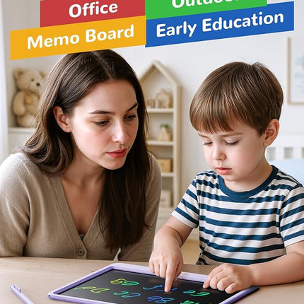 KOKODI LCD Writing Tablet, 12 Inch Colorful Toddler Doodle Board Drawing Tablet, Erasable Reusable Electronic Drawing Pads, Educational and Learning Toy for 3-6 Years Old Boy and Girls(Purple)