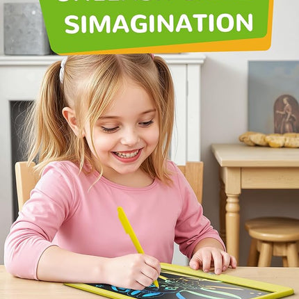 KOKODI LCD Writing Tablet, 12 Inch Colorful Toddler Doodle Board Drawing Tablet, Erasable Reusable Electronic Drawing Pads, Educational and Learning Toy for 3-6 Years Old Boy and Girls(Yellow)