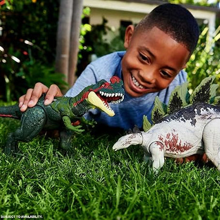 Mattel Jurassic World Gigantic Trackers Action Figure, Stegosaurus Dinosaure Toy with Attack Motion & Tracking Gear, Plus Downloadable App & AR