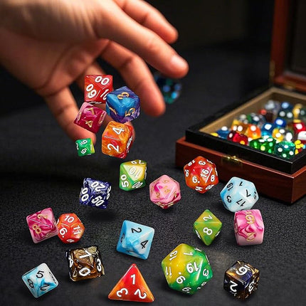 DND Dice Set - QMay 42pcs Polyhedral Dice, 6 Complete Double-Colors D&D Dice Sets with 6 Blue Drawstring Bags for Dungeons and Dragons RPG MTG Table Games
