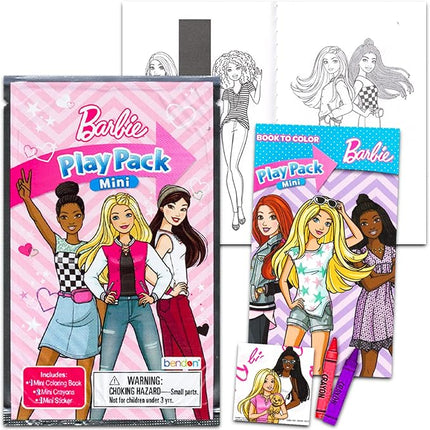 Barbie Mini Party Favors Set for Kids - Bundle with 24 Mini Barbie Grab n Go Play Packs with Coloring Pages, Stickers and More (Barbie Birthday Party Supplies)