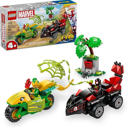 LEGO Marvel Spidey and His Amazing Friends Spin and Electro Dinosaur Vehicle Chase - Car and Motorcycle Preschool Building Toy for Kids, Boys and Girls, Ages 4+ - Gift Idea for Birthdays - 11198
