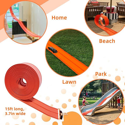 K TOMOTO Flexible Race Car Track 15 Ft, Portable Roll-Up Racetrack Compatible with Hot Wheels & 1/64 Diecast Cars | for Racing Fans Birthday Christmas Gifts with Suction Cup, Orange
