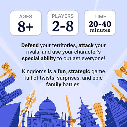 Kingdoms Card Game - Family Strategy Game for 2-8 Players, Ages 8+ | Master Tactics and Outwit Opponents