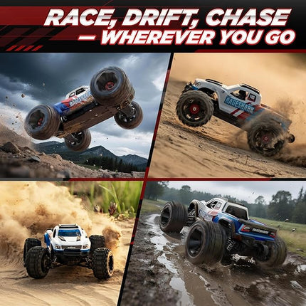 UDIRC Fast All-Terrain RC Cars, Upgradable 56 MPH, Heavy-Duty 4WD Off-Road 1:16 RC Truck, 2.4Ghz RTR Remote Control Monster Truck with with 2 Rechargeable Batteries for for Adults and Kids