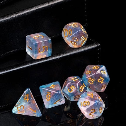 HDdais 7PCS Trans-Pride Polyhedral Dice Set, Homosexual Flag D&D Dice for Role Playing Game, DND Dice for RPG and Other Table Games