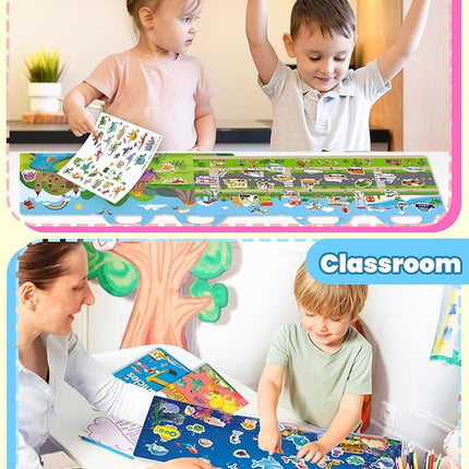 Reusable Sticker Book for Toddlers 2-4 Years, Stickers for Kids, Toddler Sticker Book Ages 1-3, Toddler Craft Activities, Toddlers Travel Toys Ages 2+ Boy Girl Birthday Gifts