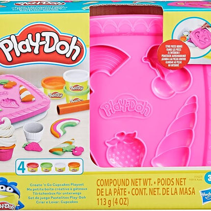 Play-Doh Create ‘n Go Cupcakes Playset, Set with Storage Container, Arts and Crafts Activities, Kids Toys for 3 Year Olds and Up