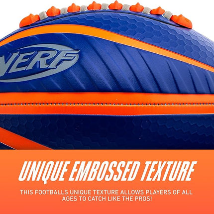 Nerf Spiral Grip Footballs - Patented Spacelace for Ultimate Spirals - Machine Stitched Construction - Pump Included - Junior or Mini - Blue/Orange or Green/Black