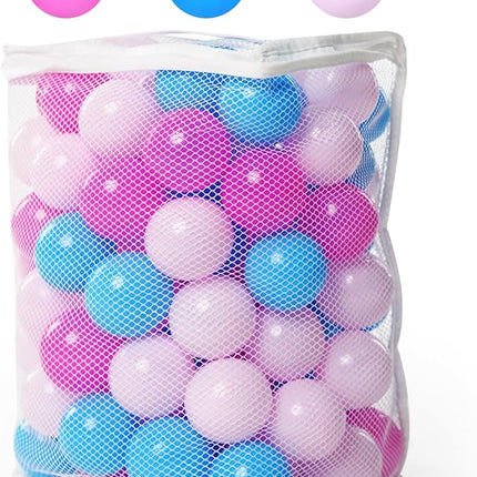 Ball Pit Balls Pack of 100 200 500 - Star and Round Set BPA Free Phthalate Free Non-Toxic Crush Proof Play Balls Soft Plastic Balls for Toddlers Baby Kids Birthday Pool Tent Party