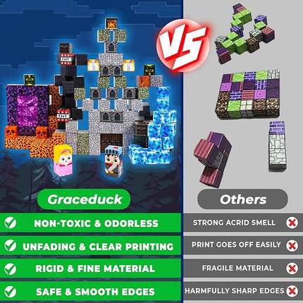 Magnetic Blocks - 150 PCS Build Magnetic Dark Castle Sword Domain World - Magnetics Construction Cube Toys - STEM Montessori Sensory Toys for Toddlers 6 7 8 9 10 Year Old Boys & Girls