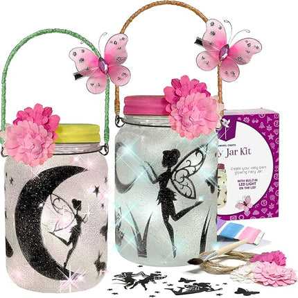 Pinwheel Crafts Fairy Lantern Toy for Kids Age 6-8 8-12+ Years - Make Your Own Night Light - Fairy Jar Gift for Girls with Led Light - Arts & Crafts Set, Pack of 2