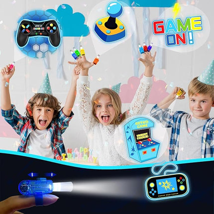 24PCS Video Game Party Favors-LED Finger Lights：Glow-in-the-Dark Light-Up Toys Bulk for Kids,Gamer Birthday Party Decorations Supplies, Party Goodie Bags Stuffers, Classroom Prizes, Fun Gifts