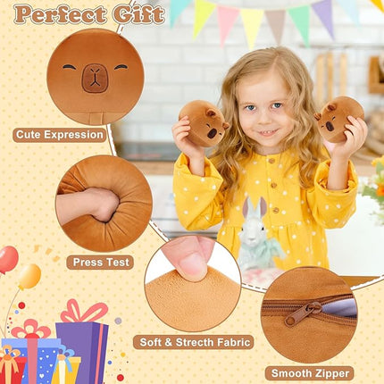 5 PCS Capybara Plush Stuffed Animal Family-19" Large Round Capybara Plush, Large Mommy Plushies with 4 Baby Plushie Toy for Kids, Kawaii Body Pillow Christmas Birthday Gifts for Kids Boys Girls