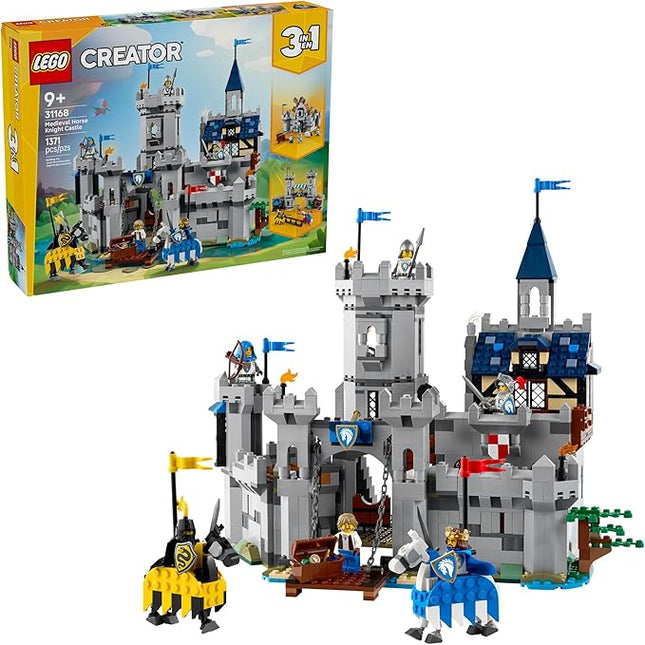 LEGO Creator 3 in 1 Medieval Horse Knight Castle Building Toy for Kids - Building Blocks & Learning Toy for Boys & Girls Ages 9+ - 3 Storytelling Toy Building Sets in 1 - Gift for Birthdays - 31168