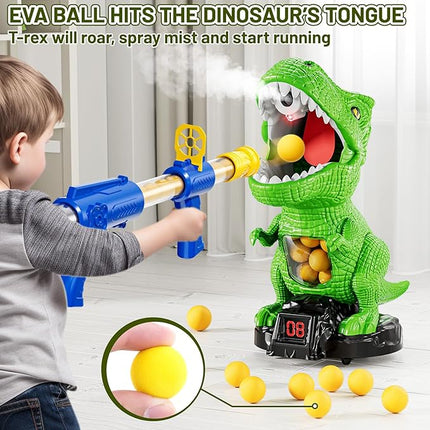 Moveable Dinosaur Shooting Toys for Kids 3-8 Years, Movable Shooting Target Toy with Air Pump Guns, Interactive Competition Game Gift for Boys and Girls Ages 3 4 5 6 7 8 Years Old