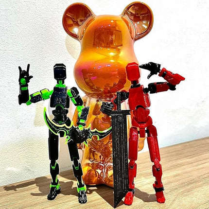 2 Packs T13 Action Figure Set (Assembly Completed) - Titan 13 Robot Movable, 3D Printed Articulated, Full Body Mechanical Doll - Christmas Birthday Gift for Kids Adult (R+G)