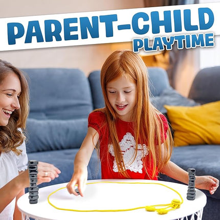 Upgraded (Multi-Level) Magnet Chess Game with String & Stones - Clear & Simple Instructions | Premium Set with 20 Larger & Stronger Stones, Adjustable Rope, 2 Dice & Travel Pouch | for Kids & Adults