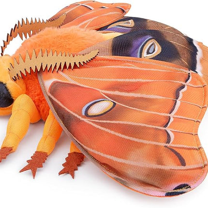 Head Hawkmoth Plush, Simulation Hawkmoth Stuffed Animals -15 inches, Moth Plushie Model Collction, for Moth Lovers, Kids，Orange，M