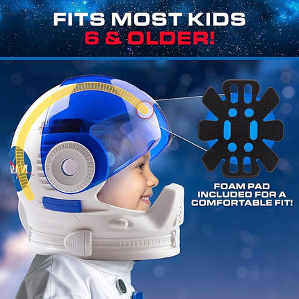Blue Marble NASA Astronaut Helmet Halloween Costume Accessory – Wearable Space Helmet for Astronaut Costume for Kids, Sticker Sheet, Halloween Accessory for Boys and Girls, Dress Up and Pretend Play