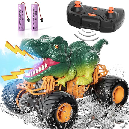Bennol Remote Control Dinosaur Car Toys for Kids Boys 3-5 4-7, 2.4GHz RC Dino Car Toys with Light, Sound & Spray, Indoor Outdoor All Terrain Electric RC Truck Gifts for 3 4 5 8 10 12 Boys Kids