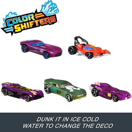 Hot Wheels 5 Car Pack Color Changing Toy Cars Use Warm and Cold Water for Transformation 1:64 Scale Ages 3 and Older Compatible