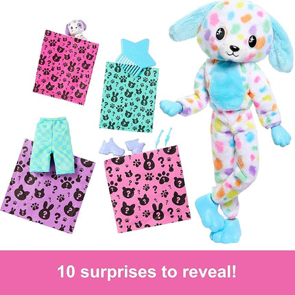 Barbie Cutie Reveal Doll & Accessories, Color Dream Series Set with Rainbow Dalmation Plush Costume & 10 Surprises Including Color Change