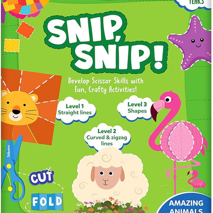 Skillmatics Scissor Skills Activity Book - Snip Snip, 25 Fun Cutting & Creative Activities for Preschoolers, 2 Child-Safe Scissors, Fine Motor Skills, Felt Craft Kit, Gifts for Kids Ages 3, 4, 5, 6, 7