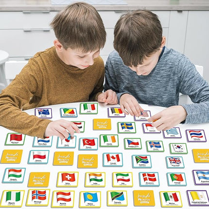 gisgfim 50 Pairs Juego de Memoria de Banderas del Mundo en español para niños y adultos Flags of the World Memory Matching Games in Spanish Educational Matching Game Fun Fast Memory Game Gift Learning