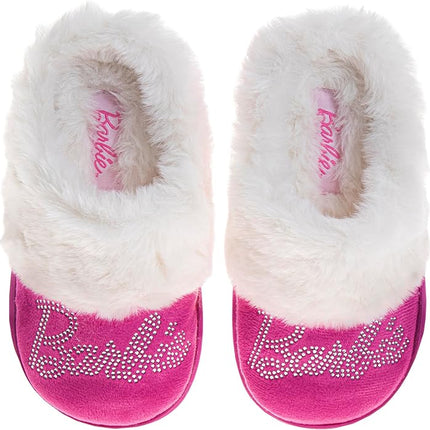 Josmo Barbie Girls Slippers Cozy Fuzzy Plush House Shoes Warm Indoor Outdoor Kids Bedroom Slippers for Little Kid Big Kid Adults