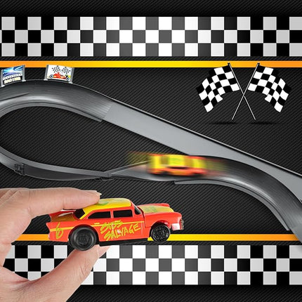 VATOS Slot Car Track Set for Kids, 4 Rechargeable Crash Race Cars, 2 Accumulator Chargers, 2 in 1 DIY Slot Car Race Cars Toy for Boys Girls 3 4 5 6 7 8 9 10 Years Old
