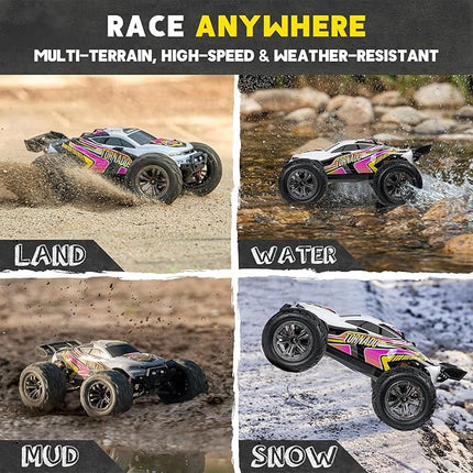 4x4 RC Cars for Adults 48kmh High-Speed - 1:12 Scale Large Waterproof Remote Control Truck, Offroad Electric Monster Car, 2 Batteries 30+ Min Play, All Terrain