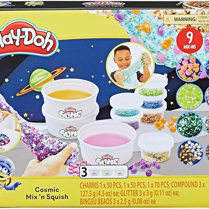 Play-Doh Slime Cosmic Mix 'n Squish Outer Space Toy Mixing Kit for Kids 4 Years and Up with 3 Colors and 9 Different Mix-ins, Non-Toxic