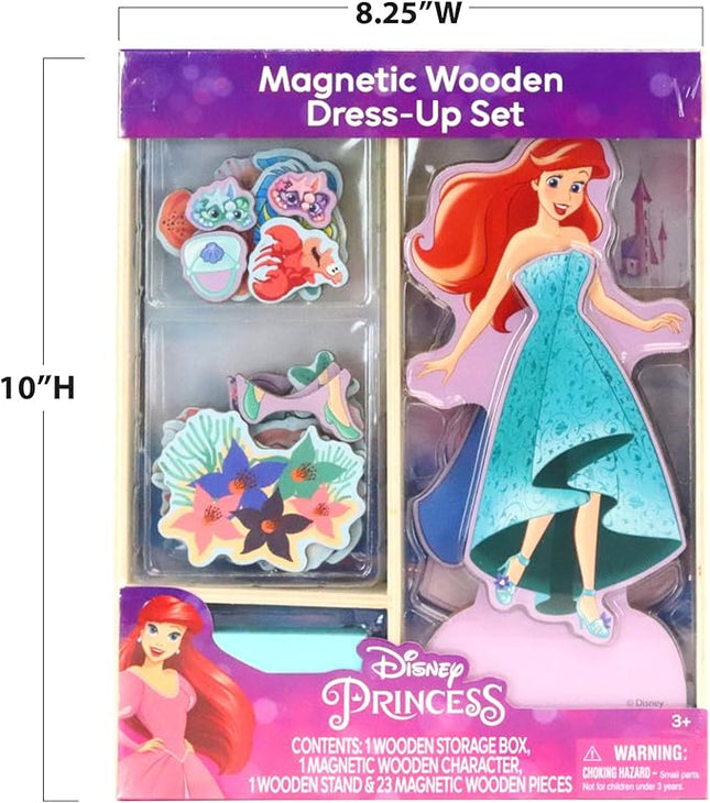 Tara Toy Princess Magnetic Wooden Dress Up – Pretend Play Set for Girls Ages 3+ with Wooden Doll, Mix-and-Match Outfits & Storage Box Great for Travel and Playdates