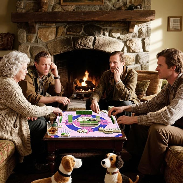 Mahjong Mat for Table with Rules, 32 Inch Non-Slip & Noise Reduction Gaming Mat, Comes with Storage Bag Mahjong Mat for Mahjong, Cards, and Board Games