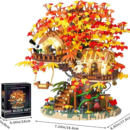 Cherry Blossom Bonsai Tree House Building Blocks Set Plants Flowers Treehouse Architecture Micro Mini Block Kits Gift for Adults and Kids（2725 Pieces）