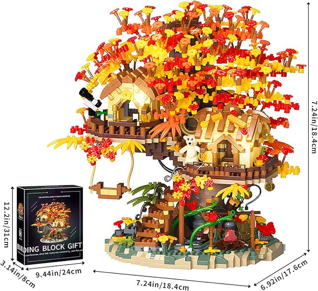 Cherry Blossom Bonsai Tree House Building Blocks Set Plants Flowers Treehouse Architecture Micro Mini Block Kits Gift for Adults and Kids（2725 Pieces）