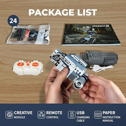 iATOM 1176 Pieces Johnny 5 Robot Building Set with Remote Control - Rechargeable, Tech Movie Robotic Figure Model Kit for Adults, Gift for Halloween & Chirstmas