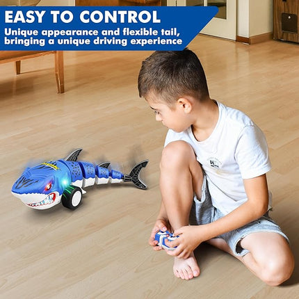 Remote Control Shark Car Toys for Kids,2.4GHz RC Cars Simulation Shark with Cool Light, 360° Stunt Drift & Most Terrains,Outdoor Toys for Birthday for 6,7,8,9,10-12 Boys Girls