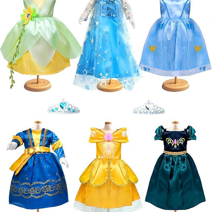 ARTST 18 inch Doll Clothes Accessories, 6PCS Princess Costume Set with Crown Fits for 18 inch Girl Dolls, Gift for Girl Christmas Birthday Party