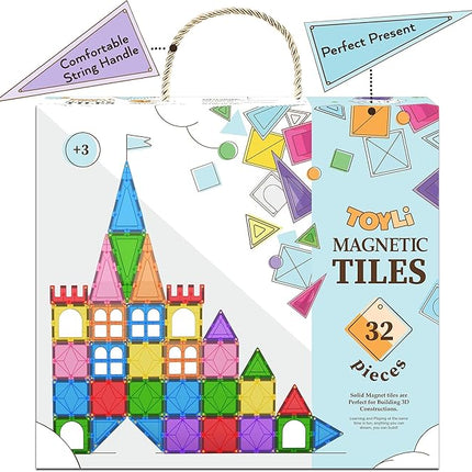 Magnet Tiles Building Blocks for Kids 32 Pieces Magnetic Educational Learning STEM