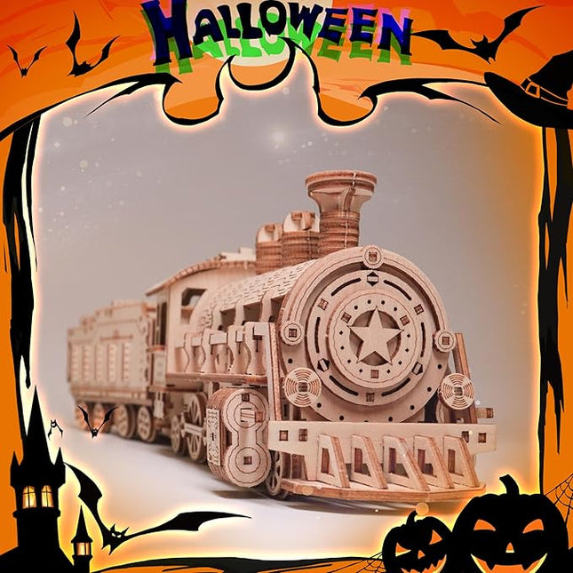 3D Wooden Puzzles, Wooden Puzzles Train for Adults and Teens, Educational Brain Teaser Assembly 3D Model Trains, Gifts for Christmas/Birthday（Luxury Steam Train）