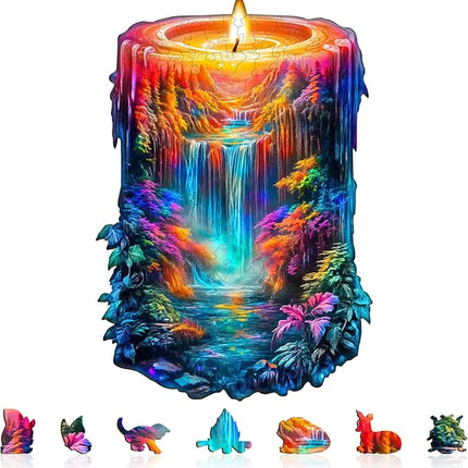 Wooden Puzzles for Adults, Wooden Jigsaw Puzzles for Adults Kids, Enchanted Flame Unique Shaped Wood Puzzles Adult, Creative Gifts for Friends Family Game, Home Decor(11.4 * 7.8in 155pcs)