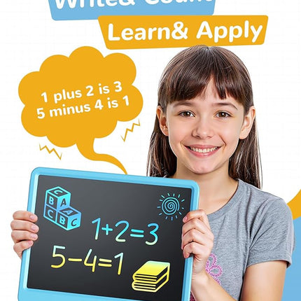 KOKODI LCD Writing Tablet, 12 Inch Colorful Toddler Doodle Board Drawing Tablet, Erasable Reusable Electronic Drawing Pads, Educational and Learning Toy for 3-6 Years Old Boy and Girls(Blue)