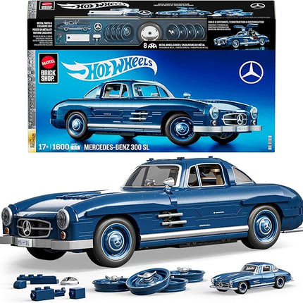 Hot Wheels Premium Series Building Set, Mercedes-Benz 300 SL with 1600 Pieces, Realistic Details and Metal Parts, Adult Collectors