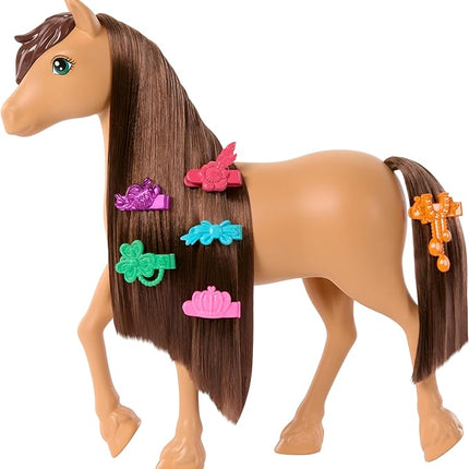 Barbie Mysteries: in Search of The Lost Mare Horse Hairstyles, Doll Toy Horse with Extra Long Mane, Comb and Hair Accessories, Inspired by The Series, +3 Years, HXJ37