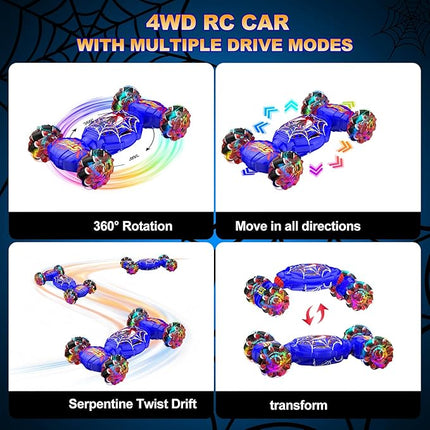 Remote Control Car, Gesture Sensing RC Stunt Car, 4WD Transform Off-Road Vehicle for 360° Rotation & Drift, 2.4GHz Hand Controlled Twister Cars, RC Cars Toys for Kids Boys Girls Birthday Gift Age 6-12