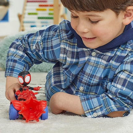 Spidey and his Amazing Friends Miles Morales: Spider-Man Techno Racer Set, 4-Inch Scale Action Figure with Vehicle and Accessory, Marvel Preschool Super Hero Toys